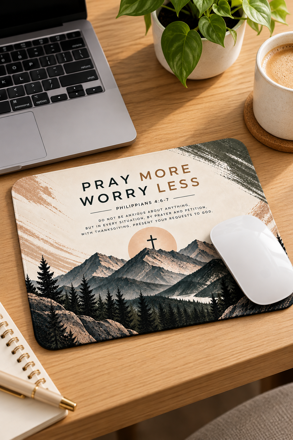 Pray More, Worry Less Christian Mouse Pad