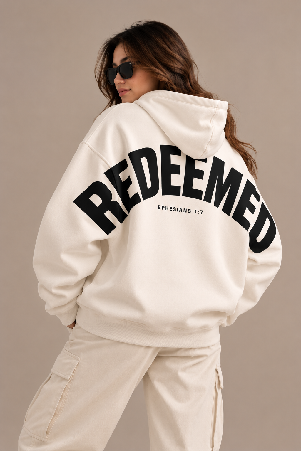REDEEMED Oversized Hoodie | Ephesians 1:7 | Christian Faith-Based Streetwear