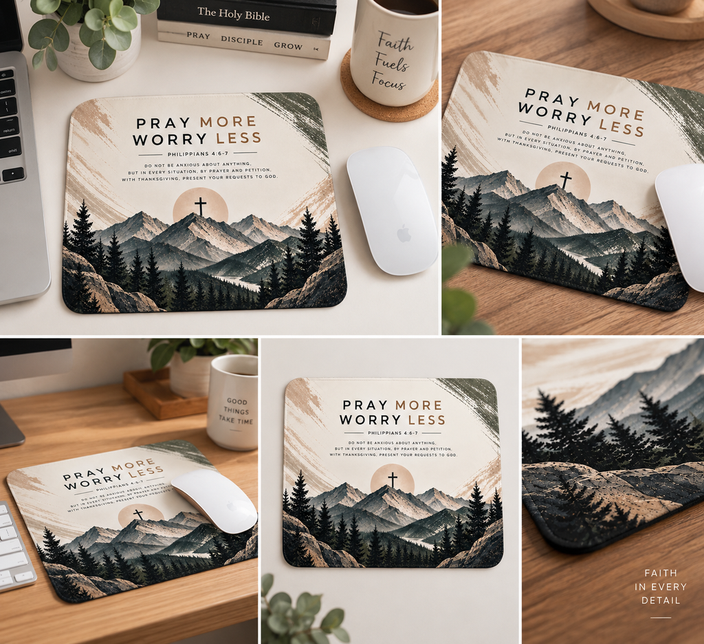 Pray More, Worry Less Christian Mouse Pad