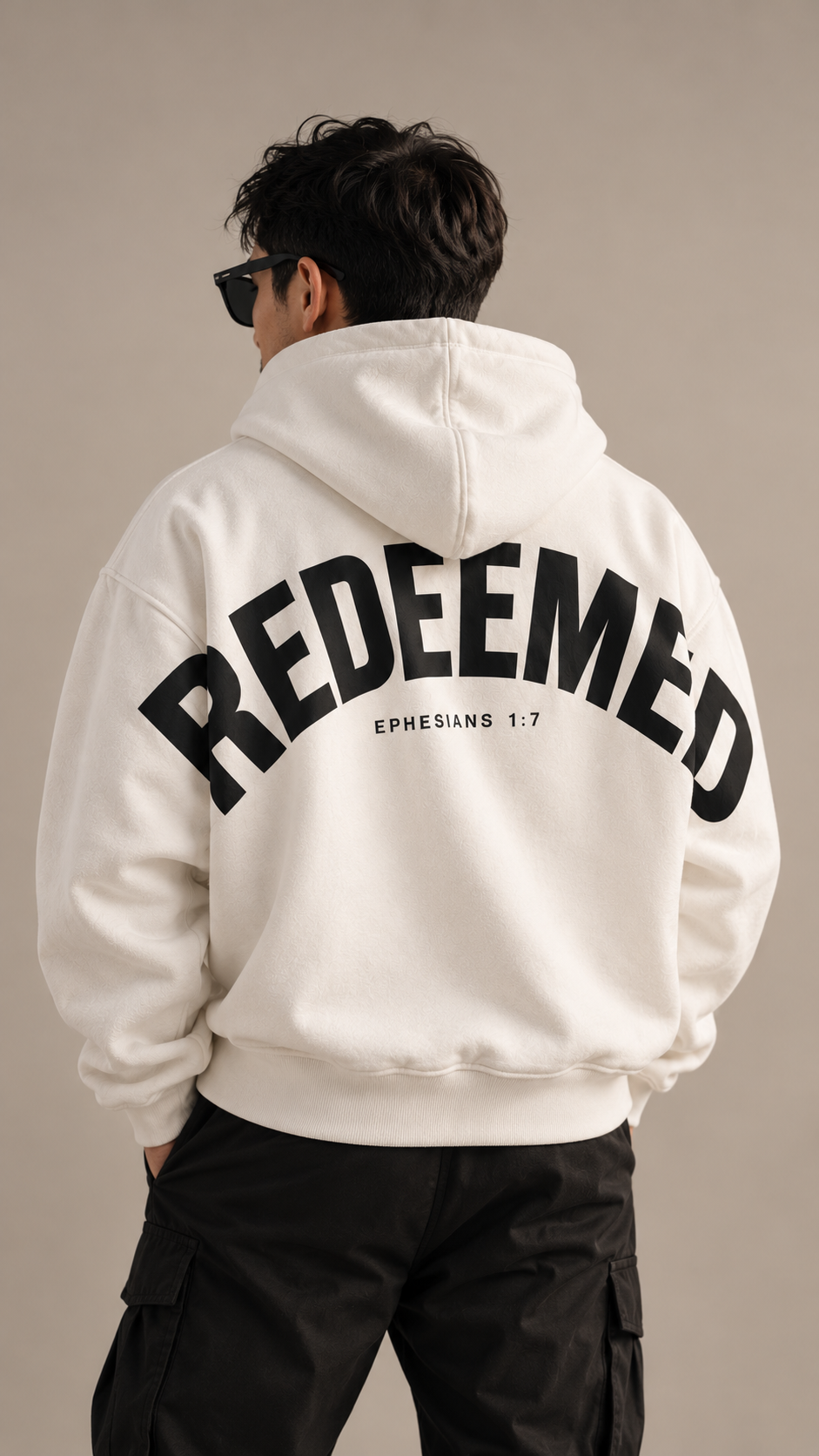 REDEEMED Oversized Hoodie | Ephesians 1:7 | Christian Faith-Based Streetwear