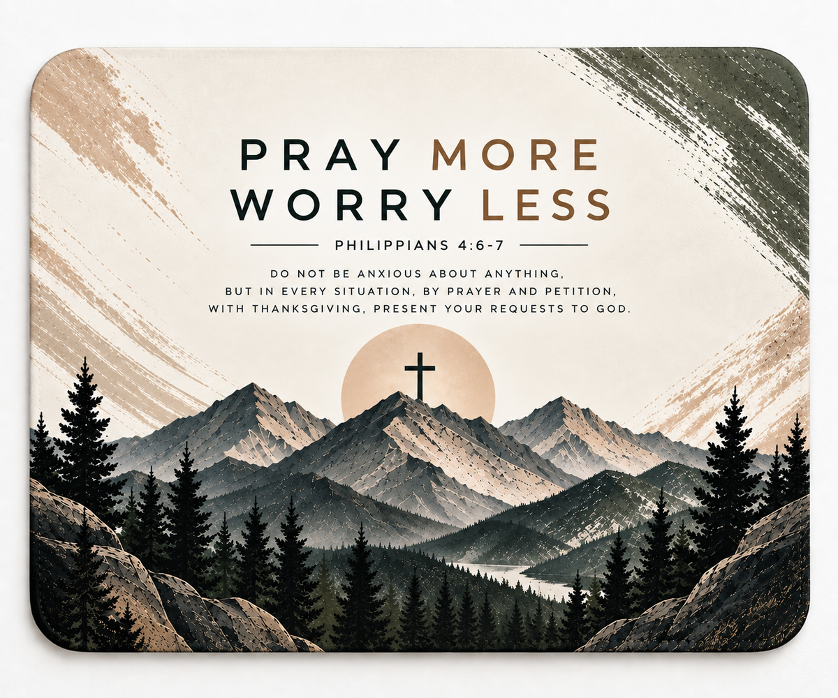 Pray More, Worry Less Christian Mouse Pad