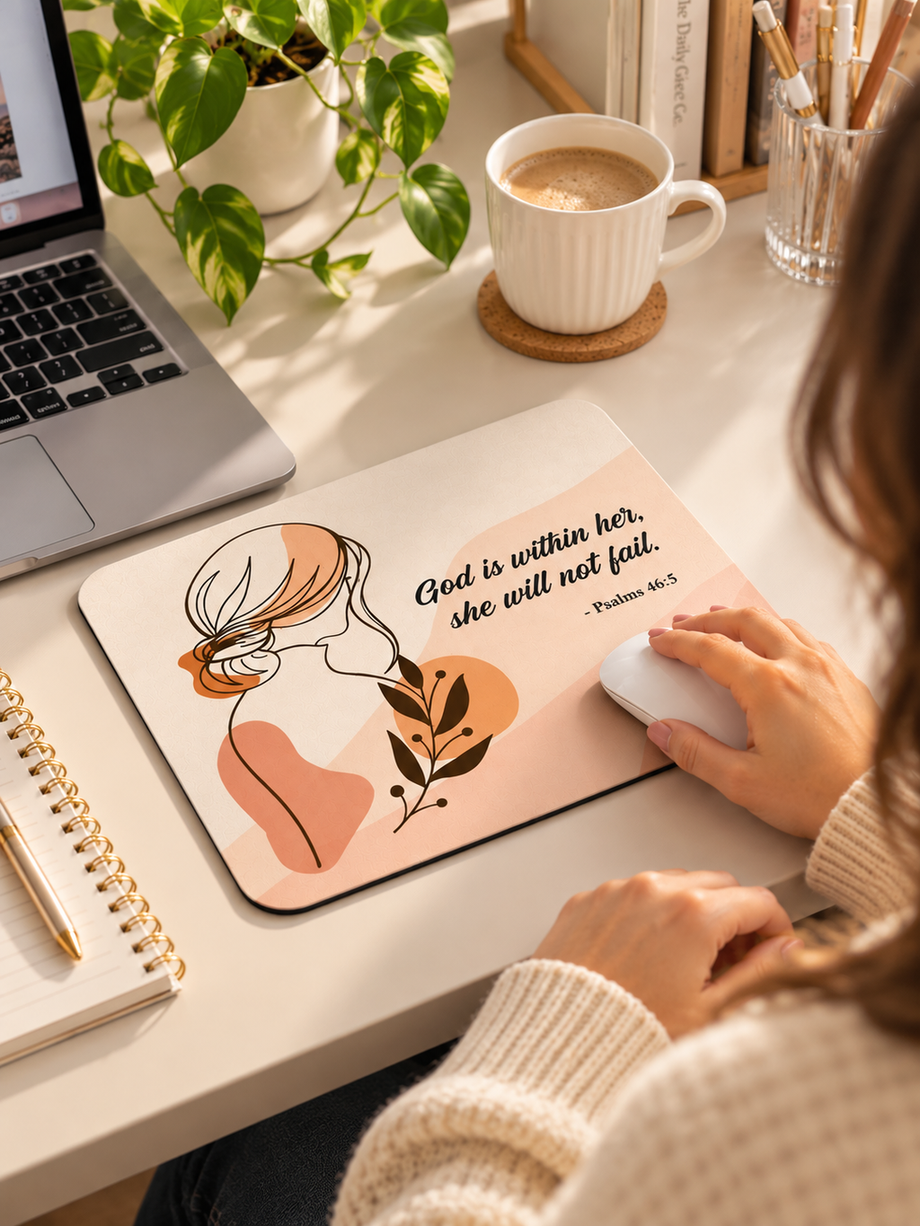 God Is Within Her Mousepad | Psalm 46:5 Christian Desk Mat
