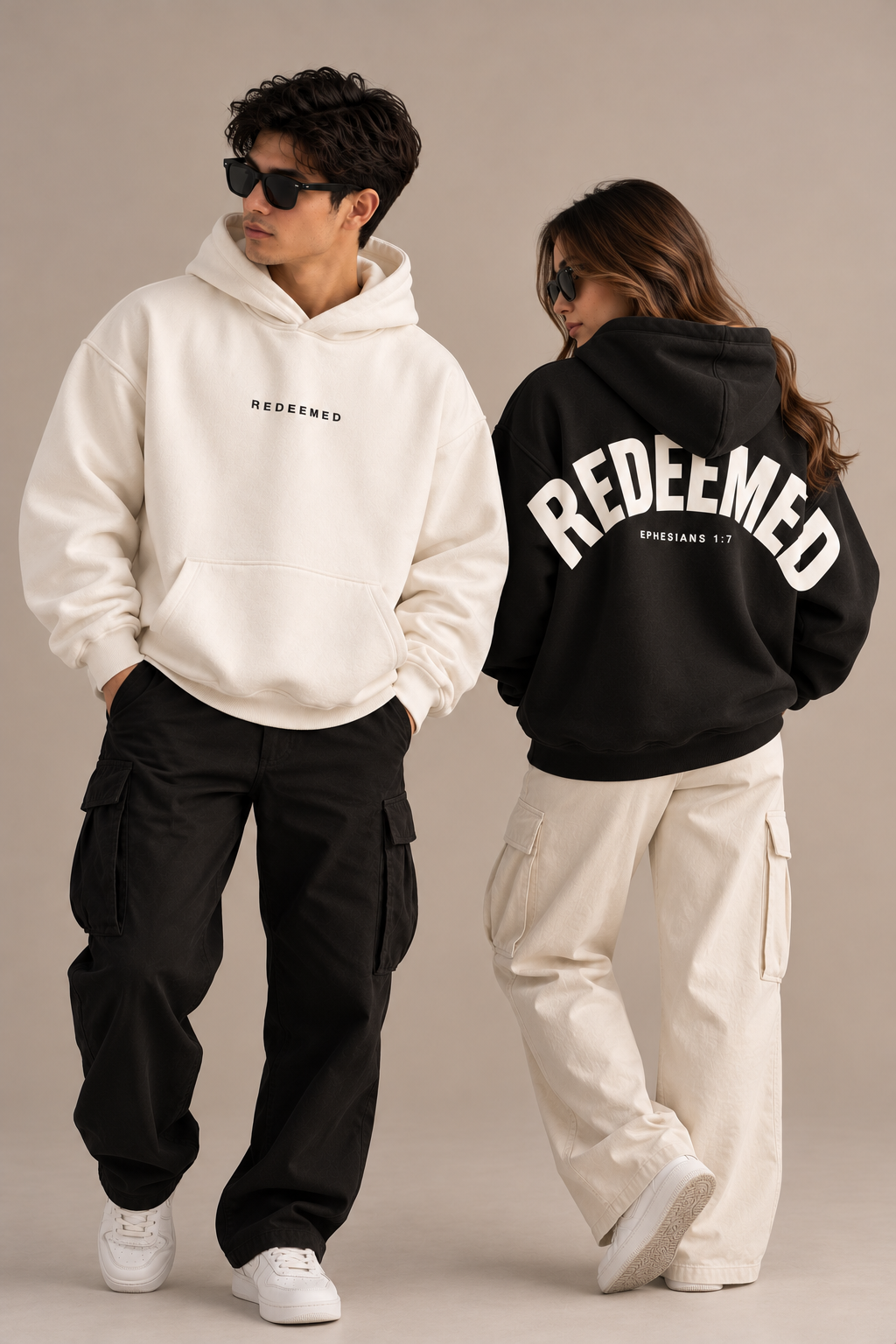 REDEEMED Oversized Hoodie | Ephesians 1:7 | Christian Faith-Based Streetwear