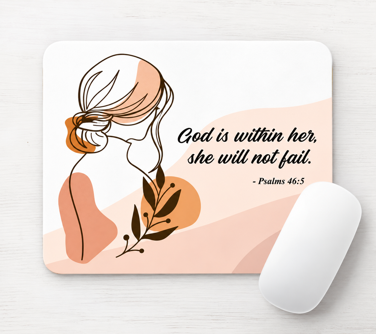 God Is Within Her Mousepad | Psalm 46:5 Christian Desk Mat