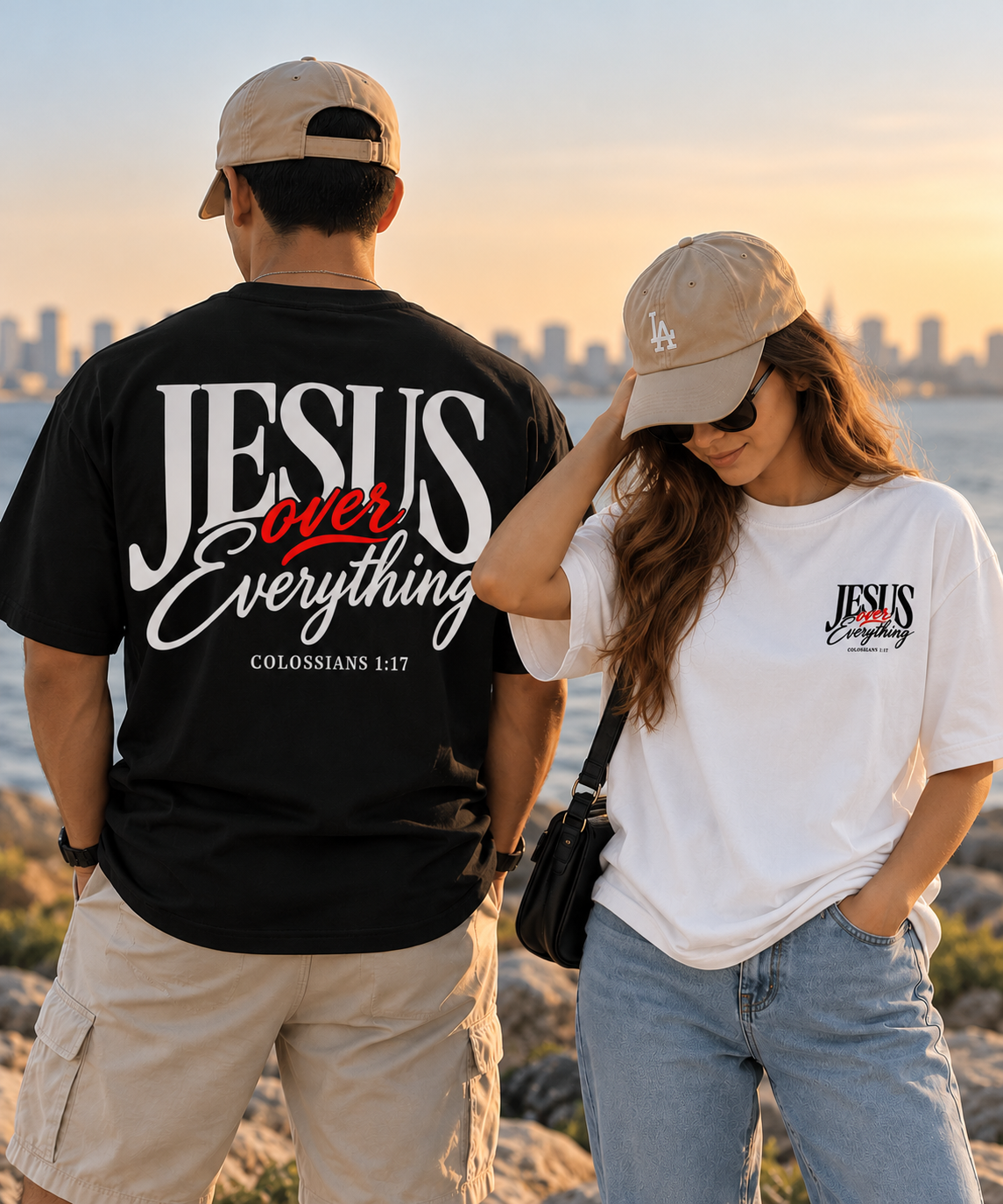 Jesus Over Everything | Christian Oversized Graphic T-Shirt – Colossians 1:17