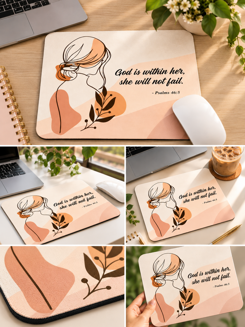 God Is Within Her Mousepad | Psalm 46:5 Christian Desk Mat