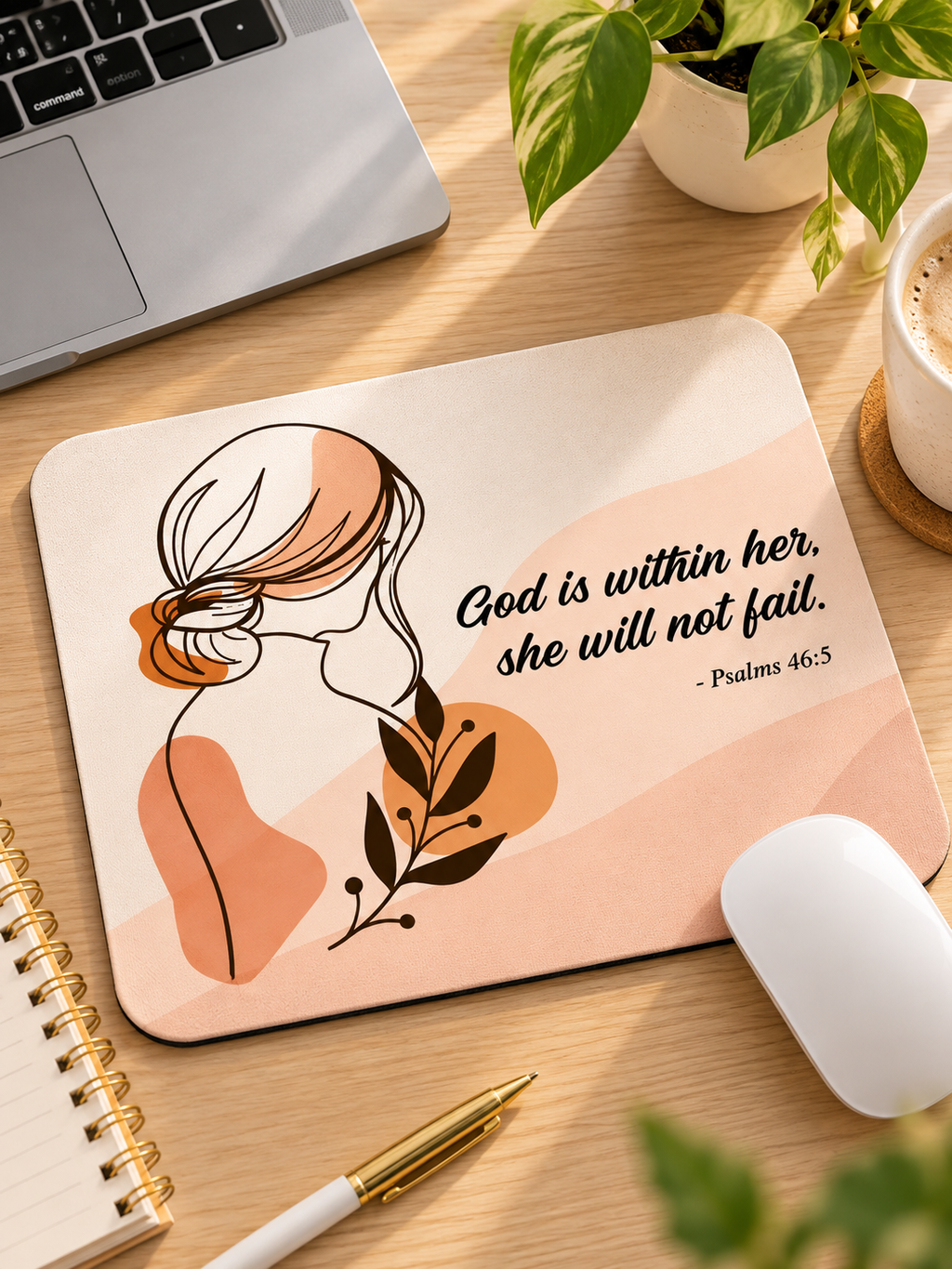 God Is Within Her Mousepad | Psalm 46:5 Christian Desk Mat